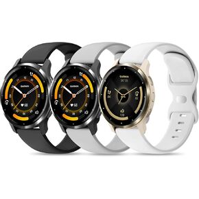 3 Pack Silicone Watch Bands Compatible with Garmin Vivoactive 4/Venu 3/Venu 2, 22mm Quick Release Soft Sport Replacement Strap for Forerunner 965/955/945/265/255/255 Music Men Women