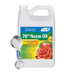 Monterey 70 ٪ Neem Oil مجمعة مع قياس الملعقة - مبيدات البستنة العضوية ، والمبيدات الحشرية ، ومبيد - يقتل البيض ، واليرقات ، والحشرات - جالون 1