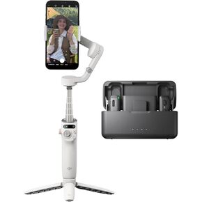 DJI Osmo Mobile 6 Premium Vlogging Combo ، Gimbal 3-axis Phone ، تتبع الكائنات ، قضيب تمديد مدمج ، Android و iPhone Stabilizer ، Platinum Gray ، مع MIC DJI (2 TX + 1 RX + CASE)