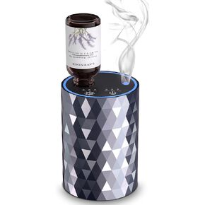 Waterless Diffuser for Essential Oil Nebulizer,Battery Operated Mini Scent Air Machine, Aromatherapy Atomizing Diffuser, 7 Color LED Light, 1/2/4H Timers, 3 Mist Modes for Cars, Home