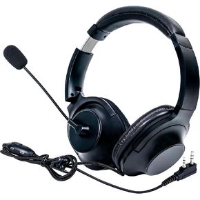 SAMCOM Over Ear Radio Earpiece with Boom Mic,Walkie Talkie Overhead Headphone with PTT-VOX Microphone 2 Pin K Type Racing Headsets Ear Piece for FPCN30A radios