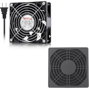 Wathai EC AC 110v 120v 220v 240v Industrial Fan 120mm x 38mm with AC Plug with 120mm Fan Filter