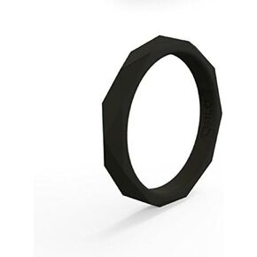 QALO Women's Rubber Silicone Ring, Stackable Geo Rubber Wedding Ring for Women, Breathable, Durable Engagement Silicone Band, 3.5mm Wide 2.5mm Thick, Multi Colors