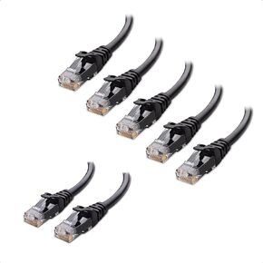 Cable Matters 7 ft Cat 6 Ethernet Cable (Black, 10Gbps, RJ45, Male-to-Male, Cat6 Cable) - 5 Pack for PCs, Servers, Printers, Routers, Switch Boxes, Network Media Players, NAS, VoIP Phones, PoE Devices