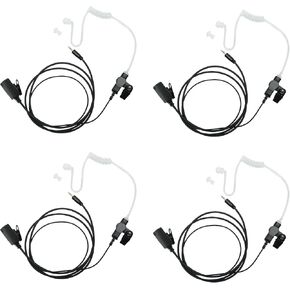 Earpiece Microtalk Headset with Mic PTT 1 Pin 2.5MM Compatible with Cobra Walkie Talkie Two Way Radio with Covert Acoustic Tube 4 Pack