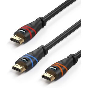 BlueRigger 4K HDMI Cable (10FT - 3 Pack, 4K 60Hz HDR, HDCP 2.3, High Speed 18Gbps, in-Wall CL3 Rated) - Compatible with PS5/PS4, Xbox, Roku, Apple TV, HDTV, Blu-ray, PC