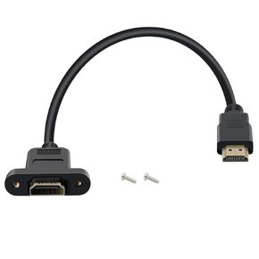 4K HDMI Cable Male to Female High Speed HDMI Extension Cable, with Screw Holes Panel Mounted HDMI Expansion Cable Suitable for Blu Ray Players, HDTV, Xbox360, 3D TV (1.5FT)