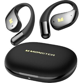 وحش Open Ear AC328 لاسلكيات اللاسلكية ، سماعات رأس الأذن المفتوحة 32 ساعة ، وسماعات الأذن بقطف Bluetooth خفيفة الوزن ، صوت استريو للبلوتوث 6.0 ، تصميم مقاوم للماء للرياضة ، الأسود