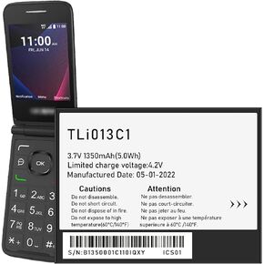 بطارية استبدال TLI013C1 ، (2025 ترقية جديدة) 1350mAh جديدة 0 دورة بطارية LI-ION متوافقة مع واحد لمسة GO FLIP V 4051S TLI013C1 4044W ، 4044T ، 4044O ، 4044V هاتف