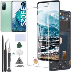 YWLRONG for AMOLED Samsung Galaxy S20 FE Screen Repamcement LCD Display Touch Screen Digitizer Assembly for S20 FE 5G Replacement with Tools(Support Fingerprint)