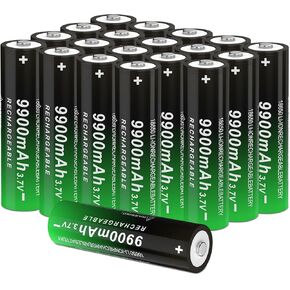 Button Top 18650 Rechargeable Battery 3.7V 9900mah High Capacity Long-Lasting for Flashlight, Toys and Pathlight 250115-3S (Button Top, 4 Pack)