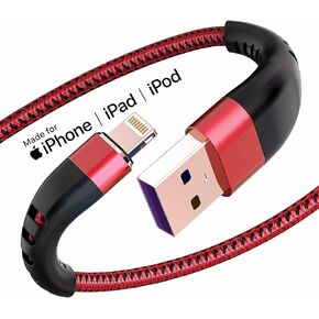 Essri for iPhone Charger Cord 3FT 3Pack, [MFI Certified] USB to Lightning Cable 3 Feet, Nylon Braided Long Charging Cable 3 Foot Compatible with iPhone 14/13/12/11/X/XS/XR/14/Pad - Red