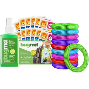 ملصقات Bugmd Kids Mosquito ، Buzz Shield Spray & Mosquito Backlets