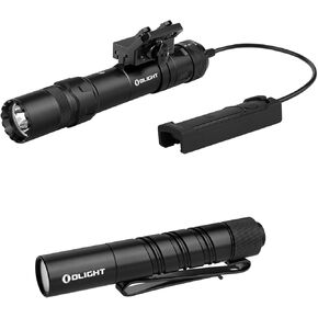 OLIGHT Odin GL M 1500 Lumens MLOK Mount Rechargeable Tactical Weaponlight with Green Beam and White LED Combo Bundle I3T 2 EOS Pocket EDC Flashlight, 200 Lumens Compact Bright Handheld Light