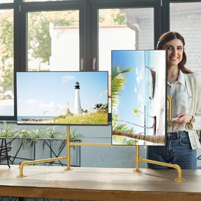 OYEAL Dual Monitor Arm Desk Mount Monitor Desk Stand for for 13 to 27 Inch Computer Screen Full Motion Monitor Desk Mount Fits 2 Screens