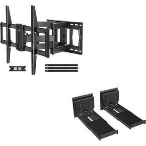Full Motion Mount for Most 42-86 inch TVs, Holds up to 120lbs, Max VESA 600x400mm&Studless Soundbar Wall Mount, Universal Drywall Soundbar Wall Brackets, Works with Most Soundbars, Holds up to 22 Lbs