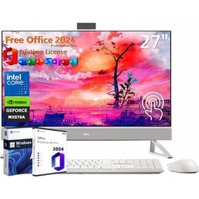 Dell Inspiron 7730 27" Touchscreen All in One Desktop Computer, Intel 10-Core 7 150U, NVIDIA GeForce MX570A, 64 GB RAM, 2 TB SSD, Wi-Fi 6E, Win 11 Pro, Office 2024 Pro Lifetime, Wireless KB and Mouse