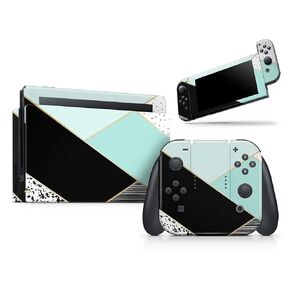 Design Skinz - Compatible with Nintendo Switch OLED Console Bundle - Skin Scratch-Resistant Removable Vinyl - Minimalistic Mint and Gold Striped V1