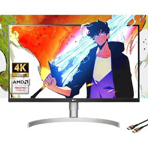 LG Ultrafine 27-Inch 4K UHD IPS Monitor with HDR10 with VESA DisplayHDR 400, AMD FreeSync, and Type-C, White,Silver
