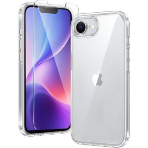 FNTCASE for iPhone 16e Case Glitter: for iPhone 16E 2025 Bling Sparkle Clear Anti Yellowing Rugged Case Military Grade Protection Slim Cases | Scratch-Resistant Transparent Cell Phone Cover (Shiny)