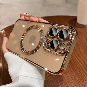 LXK Magnetic Case for iPhone 16 Pro Max 6.9" Compatible with MagSafe, Military-Grade Protection, with Camera Protector, Clear Scratch-Resistant Back Cover for iPhone 16 Pro Max - Gold