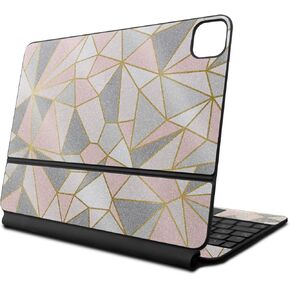Glossy Glitter Skin Compatible with Apple Magic Keyboard for iPad Air 11-inch (M2) 2024 - Rose Gold Polygon - 3M Vinyl Protective Decal Cover - Easy to Apply | Crafted in The USA by MightySkins