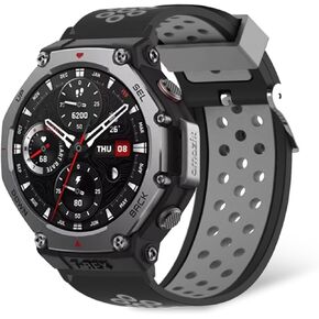 Silicone Bands Compatible with Amazfit T-Rex 3，Soft Silicone Breathable Strap Sport Band -Gray
