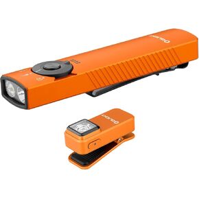 OLIGHT Arkfeld Pro Rechargeable EDC Flashlight Bundle with Oclip Flash Light Orange