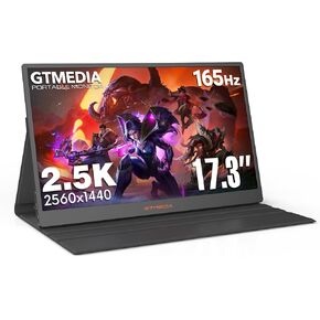 شاشة محمولة 17.3 بوصة 165 هرتز 2.5K QHD 2560x1440 شاشة الألعاب مع HDR10 ، موسع شاشة الكمبيوتر المحمول لمكبرات الصوت المدمجة للألعاب وعرض الكمبيوتر HDMI ، 100 ٪ SRGB ， 2*USB-C & HDMI