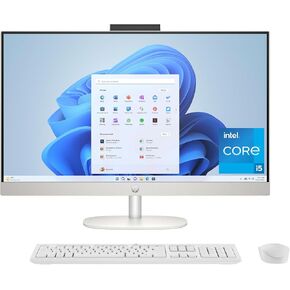 HP 27 بوصة على جهاز كمبيوتر سطح المكتب HP 27 بوصة ، وشاشة FHD Touchscreen ، و Intel Core I5-1335U ، و RAM 16 GB ، و 512 جيجابايت SSD ، و Intel UHD Graphics ، Windows 11 Home ، Shell White ، 27-CR0170 (2025)