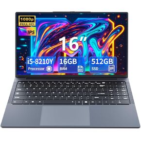 Gaming Laptop i5, 16 inch Laptop Up to 3.60 GHz, Business Notebook Computer for 16GB RAM 512GB SSD, Full HD 1920X1200 Display Backlit Keyboard 180 Angle Opening for Business Work laptops WIFI 5 HDMI
