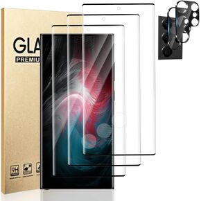 [3+2 Pack] Galaxy S23 Ultra Glass Screen Protector and Camera Protector, HD Clear 9H Tempered Glass Scratch Resistant, Fingerprint Unlock, Full Coverage, Bubble-Free for Samsung Galaxy S23 Ultra 5G (6.8 Inch)