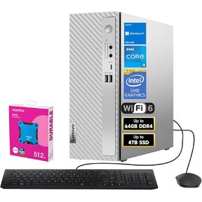 Lenovo 2025 IdeaCentre 3i Business AI-Enhanced Office Desktop, Intel Core i5-14400, 32GB RAM, 2TB SSD, Wi-Fi 6, SD Card Reader, US Wired KB & M, Win 11 Home, Bundle with ADATA 512GB External SSD
