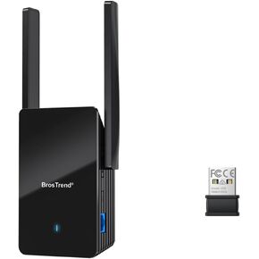 BrosTrend AX3000 WiFi 6 Range Extender Booster with Gigabit Port, WiFi Booster Repeater + AX300 Nano USB WiFi 6 Adapter, 2.4GHz Only WiFi Adapter for Desktop PC Laptop for Windows 11/10/7, NOT for Mac