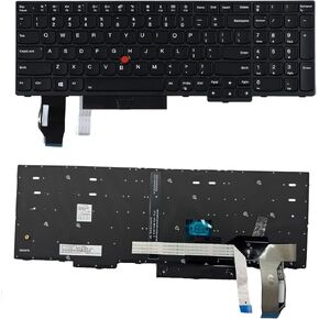لوحة مفاتيح الإضاءة الخلفية للكمبيوتر المحمول الجديدة مع استبدال المؤشر لـ IBM ThinkPad E580 E585 E590 E595 T590 L580 L590 P52 P53 P53S P72 P73 (وليس Fit P52S) إطار أسود مع مؤشر وخلفينا لنا