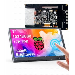 WINGCOOL 7 Inch Mini Touchscreen Monitor Tiny Industrial Grade Small Portable Display, 1024×600,Responsive And Smooth Touch,Built-In Buzzer Compatible With Mac Os/Desktop Pc Windows10/11/Android/Linux