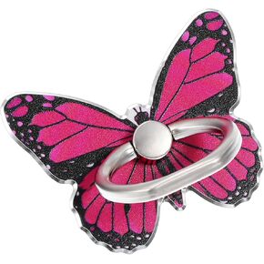 Phone Ring Holder Grip Rose Red Butterfly Cellphone Ring Holder Metal Cell Phone Finger Stand Compatible with Cellphone Smartphone Case 360° Rotation