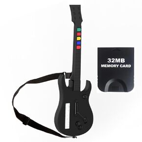 NBCP Music Gamer Bundle: Wireless Guitar & 32M Wii Memory Card for Guitar Hero, Clone Hero, and Rock Band