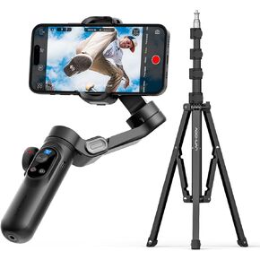 Gimbal Stabilizer for Smartphone LED Light OLED Screen 3-Axis Gimbal AI Gesture Control Face Tracking Magnetic Charging AOCHUAN Smart X Pro& 1.7M Complete Camera Tripod