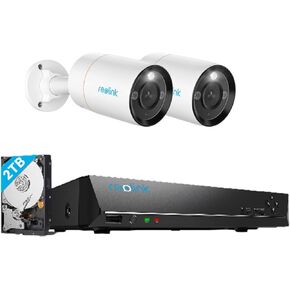 REOLINK 12MP PoE IP Camera Outdoor, Bullet Surveillance Cameras for Home Security, Smart Human/Vehicle/Pet Detection, 700lm Color Night Vision, 2XRLC-1212A Bundle1x8ch NVR(2TB HDD)
