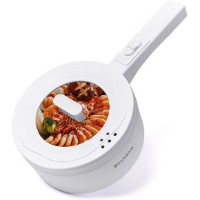 Rapid Noodles Cooker,700W Hot Pot Electric,Non-Stick Frying Pan,Mini Hot Pot for Steak,Egg,Oatmeal,Soup,with Power Adjustment,Green,1.8L