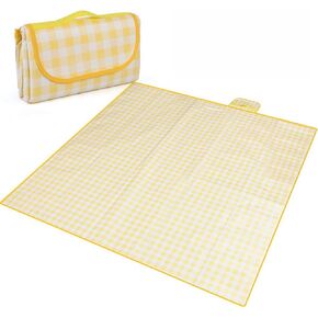 Picnic Blanket (80" x 60") Foldable Waterproof Camping Blanket Moisture-Proof Beach Blankets Outdoor Items Portable Tent Mat Beach Road Trip Barbecue (Yellow, Medium Size)