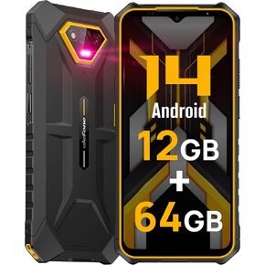Ulefone Armor X13 Rugged Cell Phones Android 14, 50MP+24MP+8MP Cameras Unlocked Smartphone, 12+64GB Storage, 6.52" Screen, 6320mAh, NFC,GPS,Dual 4G Volte T-Mobile Rugged Phones (Orange)