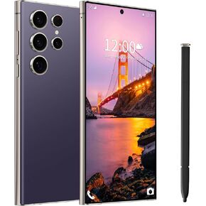 Huness I24 Ultra Unlocked Phone,Built in Pen The Phone,Smartphone Battery 6800mAh 6.8" HD Screen,Android 13.0 6+256GB with 128GB Memory Card Cell Phone,5G/Face ID/Fingerprint Lock/GPS (Deep Purple)