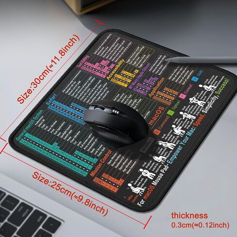 Mouse Pad with macOS Shortcuts – Small mac Cheat Sheet Desk Pad – 11.8"x9.8" Portable Computer Mousepad – Gaming, Office, Waterproof, Non-Slip, Stitched Edges in Kuwait