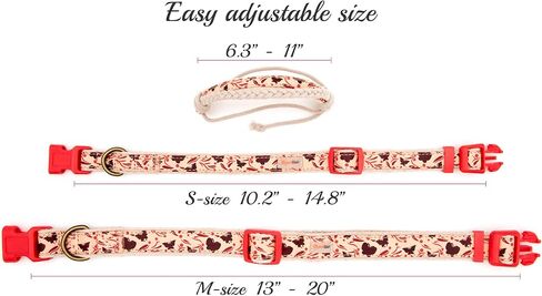 Pettsie Matching Dog Collar and Owner Friendship Bracelet, Adjustable Size Small and Medium, Durable, Pet-Friendly Hemp with Fancy Pattern, Comfortable, Strong, Carton Box, M, Red in Saudi Arabia