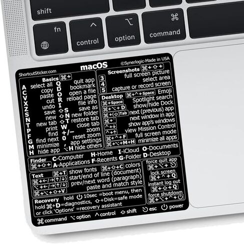 Synerlogic (2pcs) Mac OS Shortcuts Sticker for Air/Pro | Keyboard Stickers for macOS | Laminated Vinyl MacBook Cheatsheet | MacBook Shortcuts 2026 (Buffalo Plaid/2pk) in Kuwait