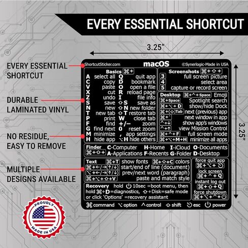 Synerlogic (2pcs) Mac OS Shortcuts Sticker for Air/Pro | Keyboard Stickers for macOS | Laminated Vinyl MacBook Cheatsheet | MacBook Shortcuts 2026 (Buffalo Plaid/2pk) in Kuwait