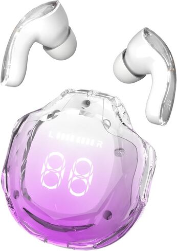 Noise Cancelling Earbuds 5.4 Bluetooth Earbuds LED Power Display Mini Crystal in-Ear Earbuds with Wireless Charging Case Touch Control Built-in Mic Headphone for Leisure/Entertainment (Classic, Blue) in Saudi Arabia