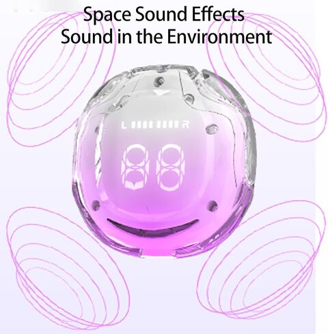 Noise Cancelling Earbuds 5.4 Bluetooth Earbuds LED Power Display Mini Crystal in-Ear Earbuds with Wireless Charging Case Touch Control Built-in Mic Headphone for Leisure/Entertainment (Classic, Blue) in Saudi Arabia